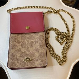 Dark Brown/Red Coach Crossbody Mini-Bag